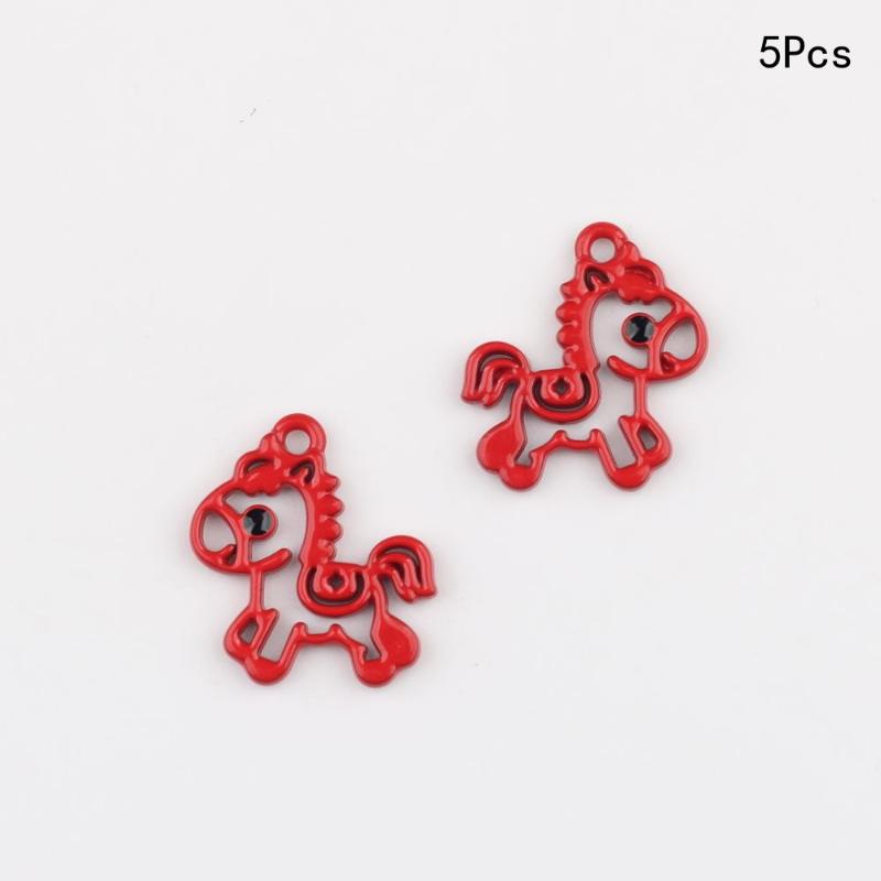 5 Pièces Pendentif Cheval Coloré Creux Charms Minimalistes Alliage Poney Fabrication de Bijoux Boucles d'Oreilles Bracelet Collier Accessoires DIY