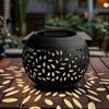 Solar Light Outdoor Solar Powered LED Lamp Hollowed Out Metal Desktop Decorative Lantern for Patio Garden Yard Desktop Lighting