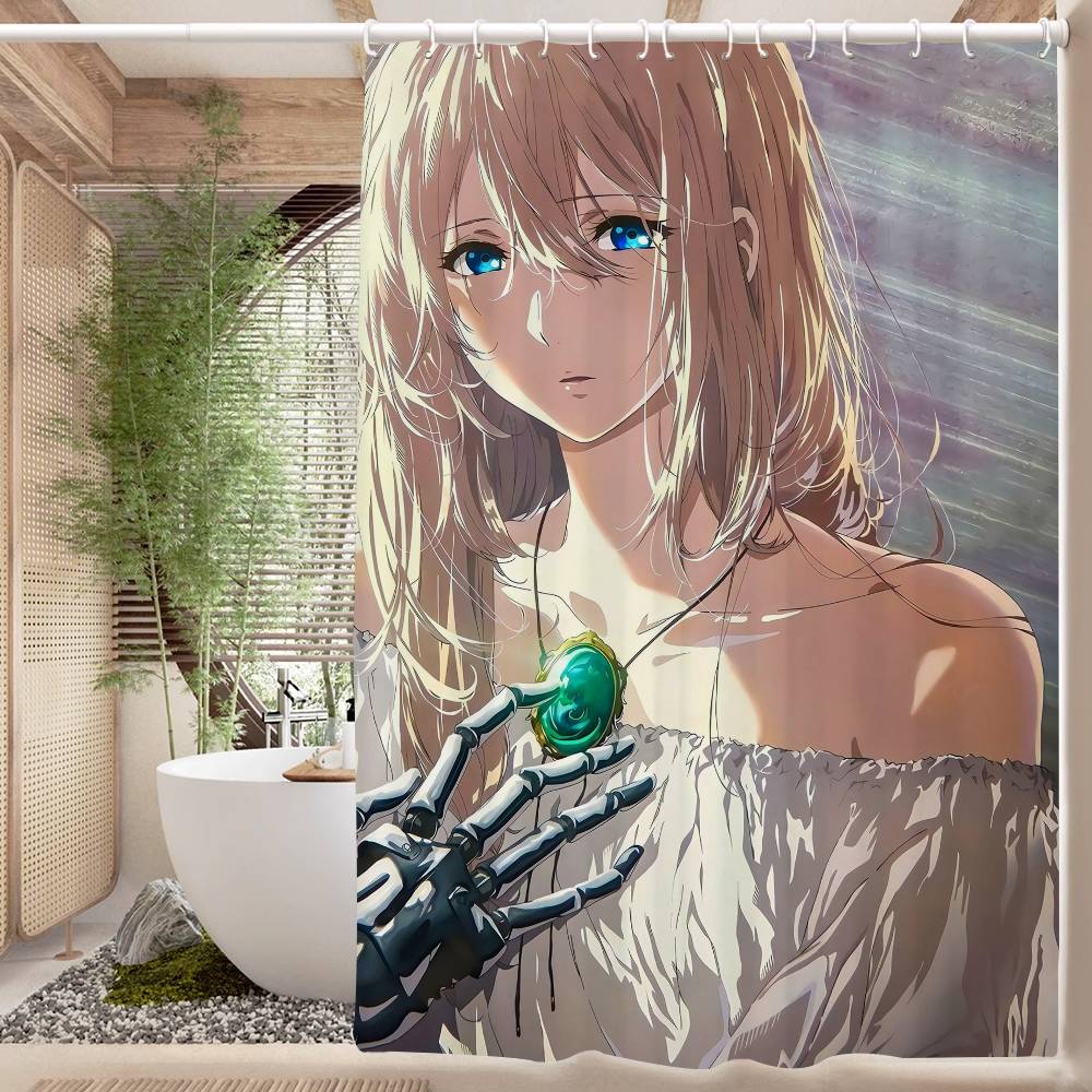 Anime Violet Evergarden Pattern Bathing Curtain Bathroom Shower Curtain Waterproof With 12 Hooks Home Deco