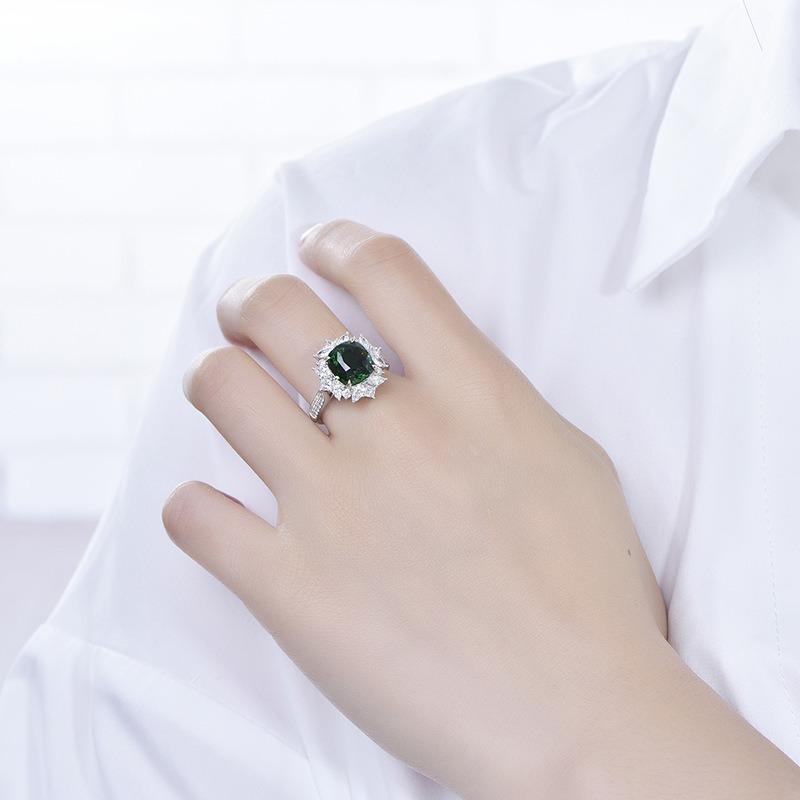 Sace Gems Classic Copper Alloy Green Zircon Ring Ladies Jewelry Wedding Promise Party Gift