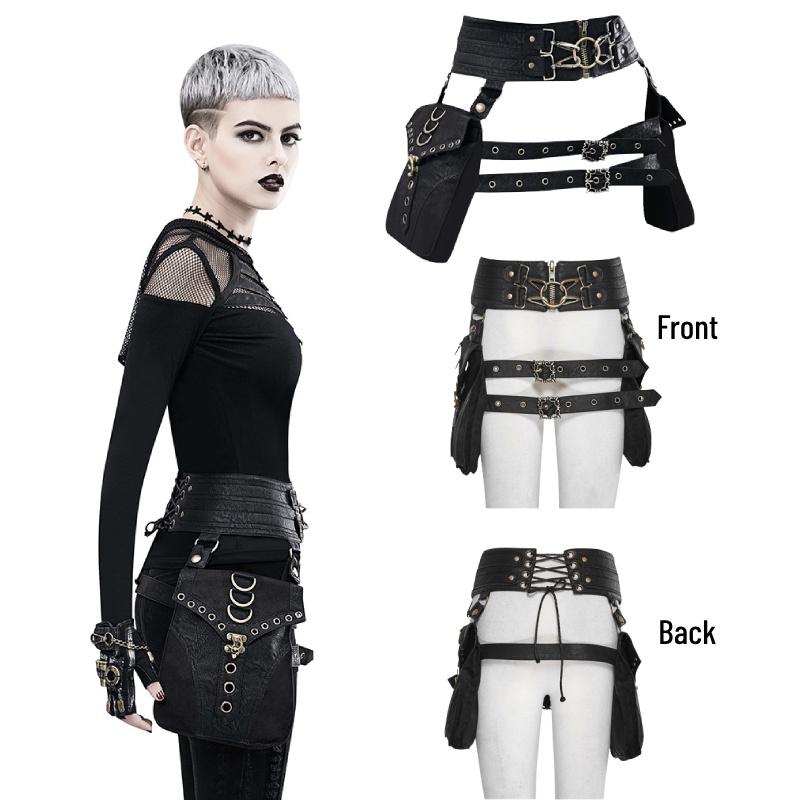 Gearduke Women's Steam Punk Pu Leather Waist Bag With Vintage Phone Holder Trendy Cross-border Fashion