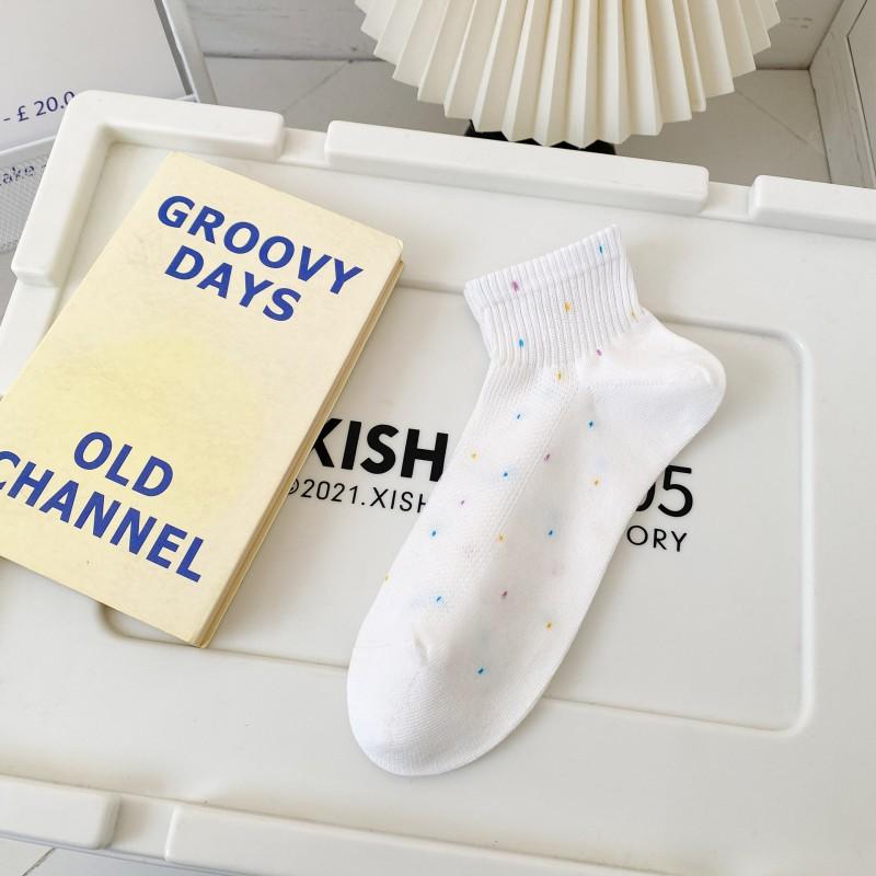 Japanese Style Cute Students Colorful Socks Women s Ins Fashionable Thin Mesh Breathable All-match Boat Short One Size