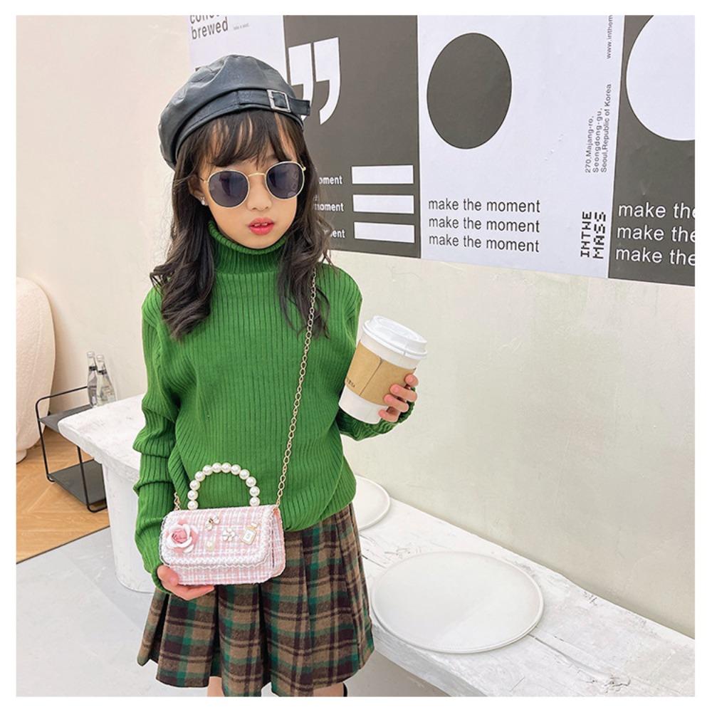 Mini Small Square Bag Flower Decoration Shoulder Bag Fashion Kid's Handbag  Girls