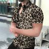 Camicie Hawaiane Estive da Uomo Collo a Revers Camisa Stampa 3D Leopardo Camicie Uomo Donna Manica Corta Camicetta Monopetto