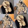 Korean Style Floral Cotton Linen Scarf, Versatile Long Thin Shawl for Women