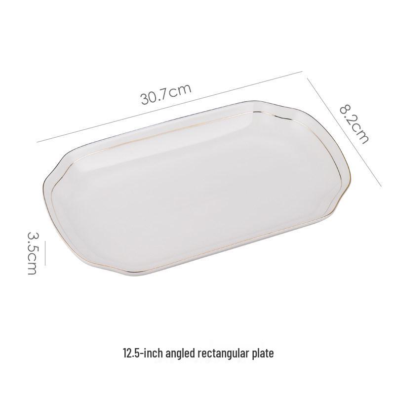 Gold-Rimmed Nordic Fish-Shaped Ceramic Plate for Steamed Fish - Large Household Dish