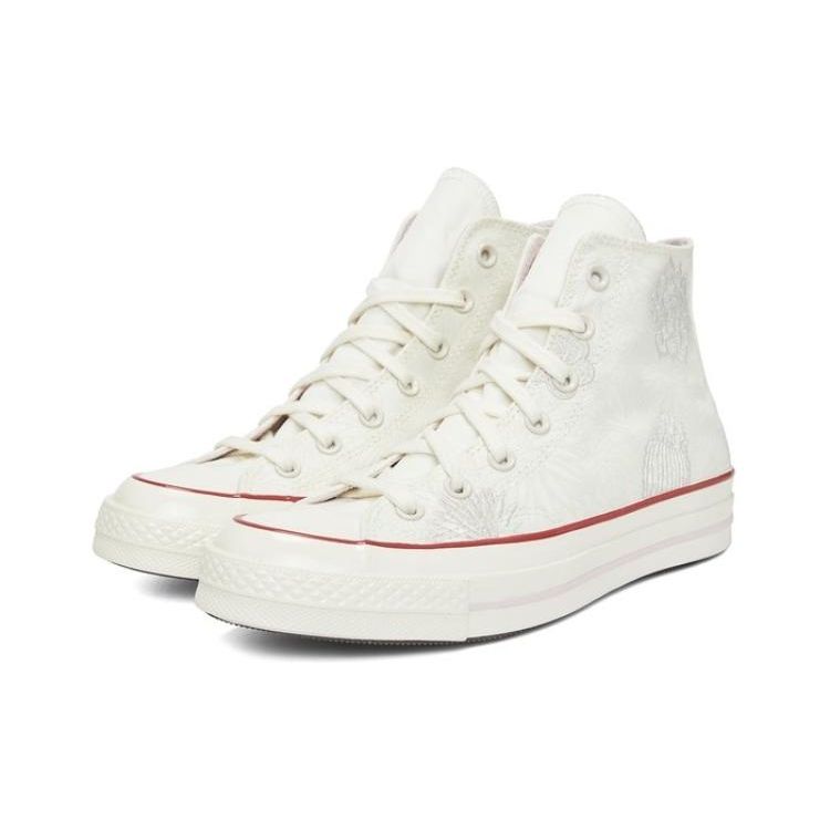 Converse Chuck 70 Floral Embroidery Comfortable High-Top Canvas Shoes Women Sneakers Off-White A00844C