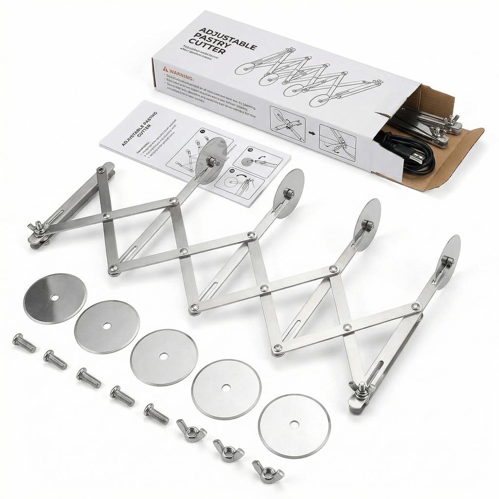 5 Wheel Pastry Cutter  Stainless Steel Pizza Slicer  Expandable Dough Cutter  Multi Round Pastry Knife  Baking Cutter Roller Cookie Ravioli Cutter