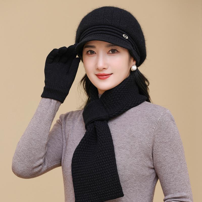 Elderly Hat Women's Autumn and Winter Thickened Warm Wool Hat Cold Knitted Cap