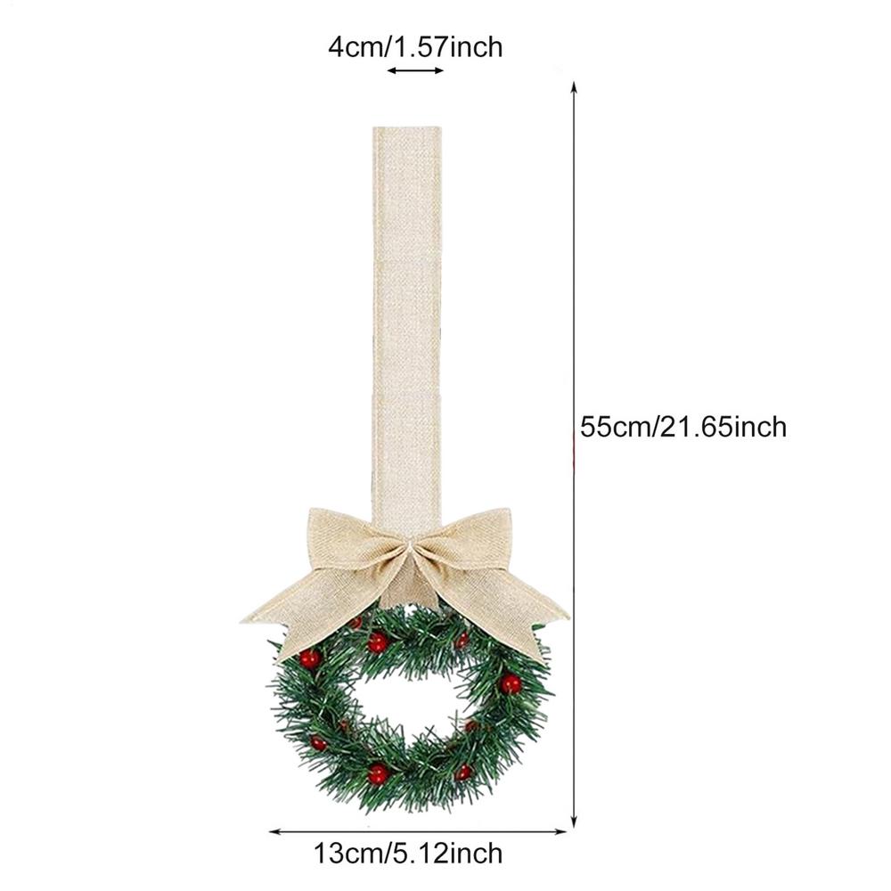6Pcs/set Mini Christmas Cabinet Wreath with Ribbons Faux Berries and Bows Holiday Artificial Wreath Front Door Sign