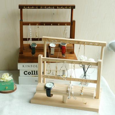 Wooden Jewelry Display Stand Necklace Bracelet Key Watch Holder Hook Storage Rack Earring Pin Brooch Holder Stand Organizer