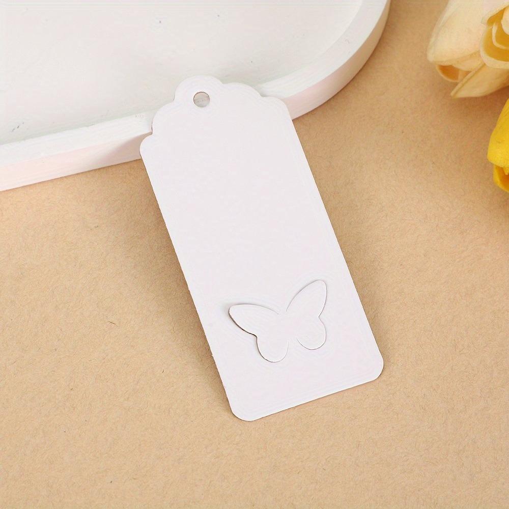 100Pcs Hollow Out Paper Gift Wrapping Tag Wavy Top Edge and Butterfly Wings Hollowed Out Hang Tags