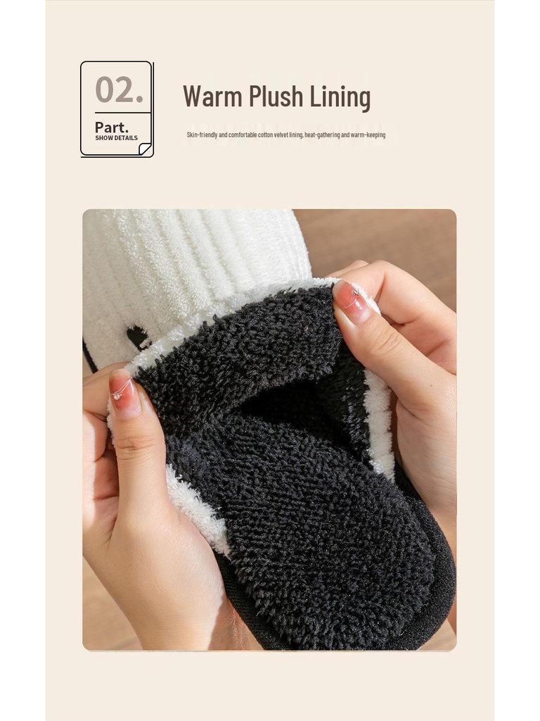 Damen Winter 2023 Flauschige Rutschfeste Baumwoll-Hausschuhe
