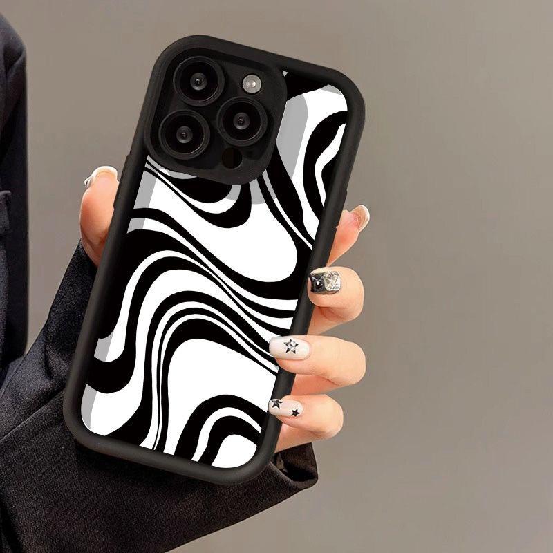 Black and white zebra pattern for iPhone17PorMax phone case 17 Apple 16 matte 14/15 premium ins wind
