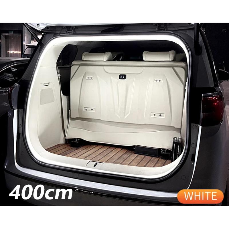 Car Trunk Dynamic Flowing Light Strip 400cm Automatic On/Off Scanning Lamp Flexible Waterproof Light Strip Hidden Installation белый