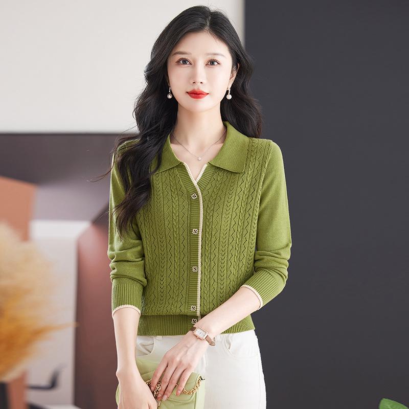 2025 Slim-Fit Cashmere Cardigan: Turn-Down Collar, Single-Breasted Jacquard Knitwear - Fashionable & Versatile Top