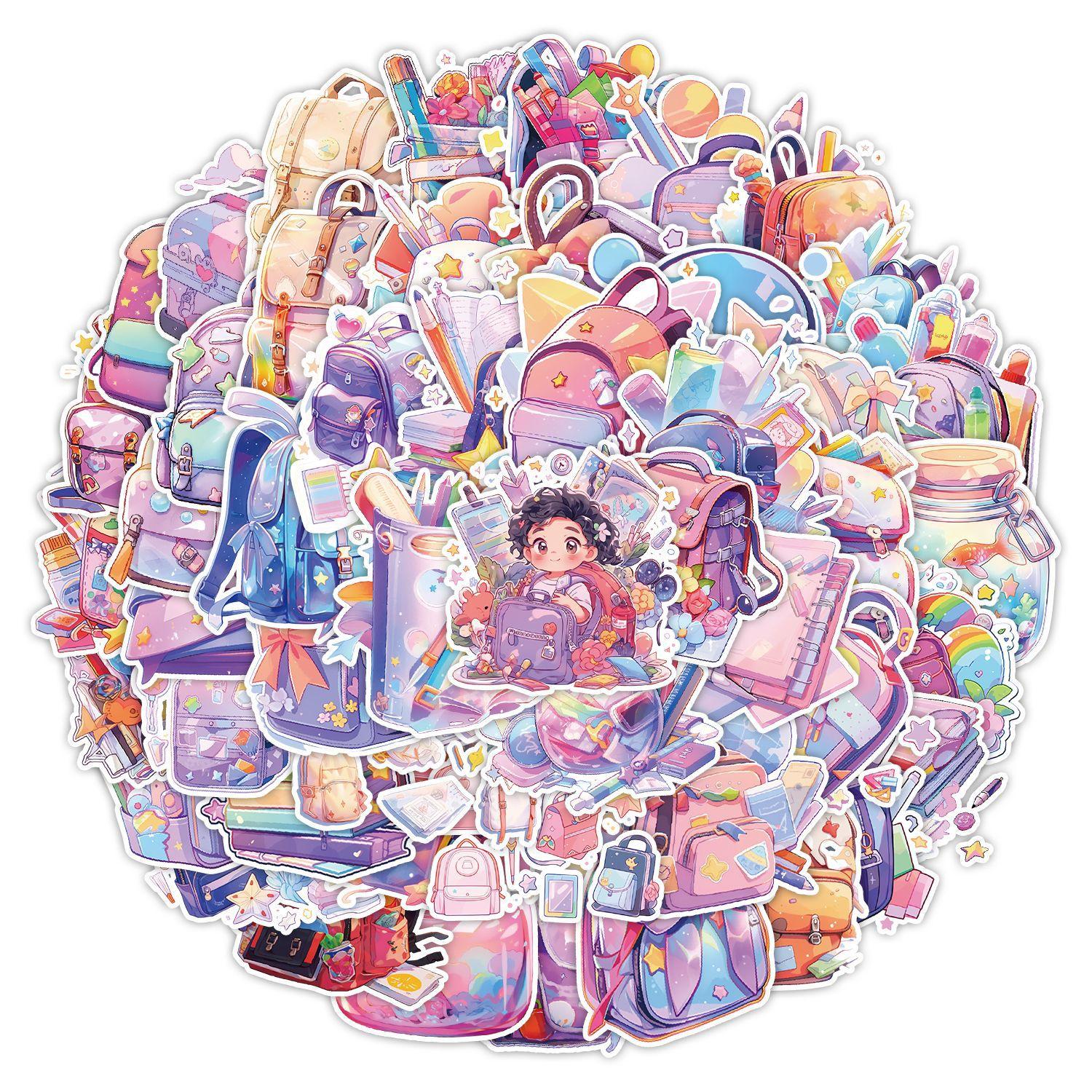 

50 Pictures of Fantasy Color Stationery Graffiti Stickers Skateboard Suitcase Mobile Phone Decoration Stickers Waterproof