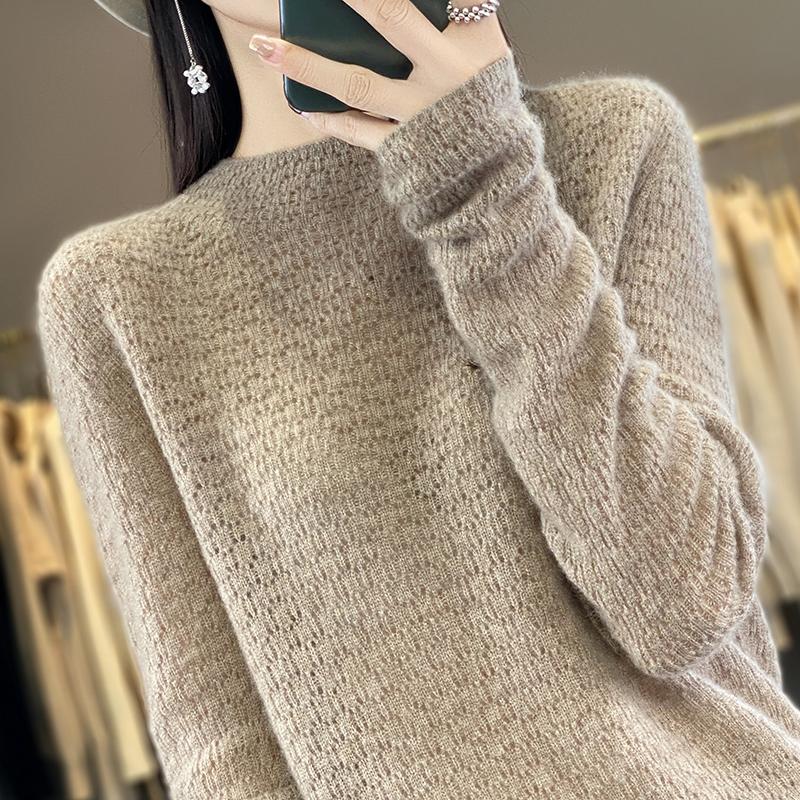 Women's Cashmere Sweater Qinghe Cashmere 30% Cashmere 70% Wool Women's Autumn and Winter Cashmere Pullover Soft and Warm