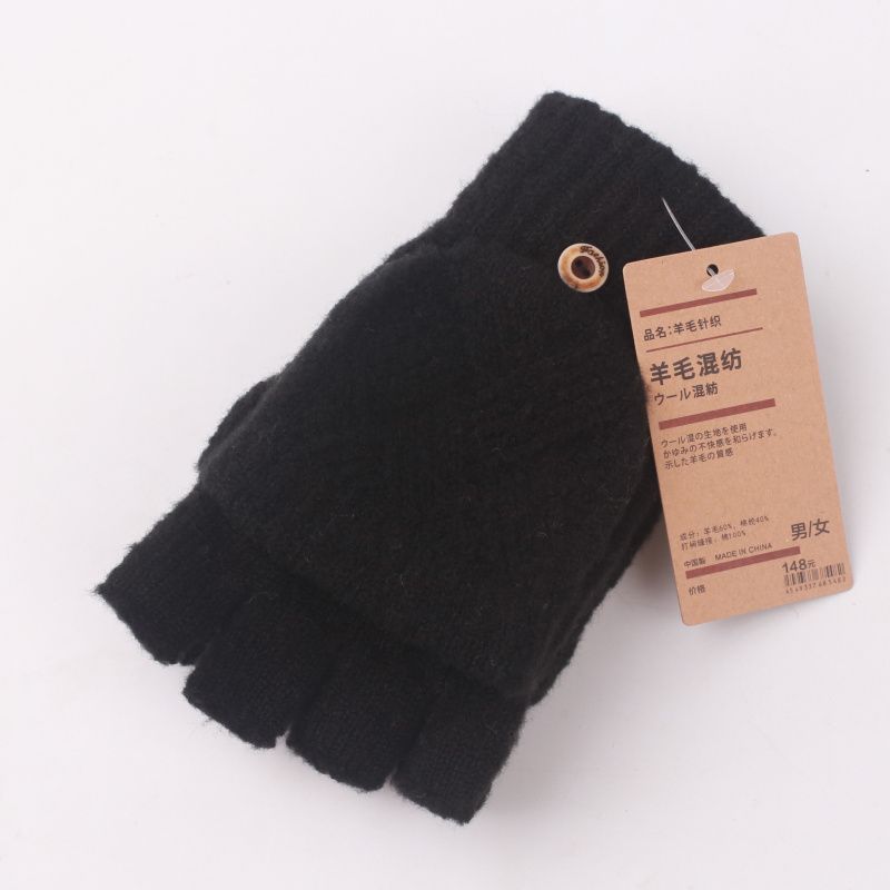 

Шерстяные сенсорные мужские и женские зимние флисовые Heattech без пальцев Black One size