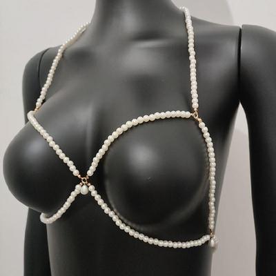 Catena per il corpo con perle fatte a mano Gioielli a strati delicati per accessori da sposa e outfit da festa