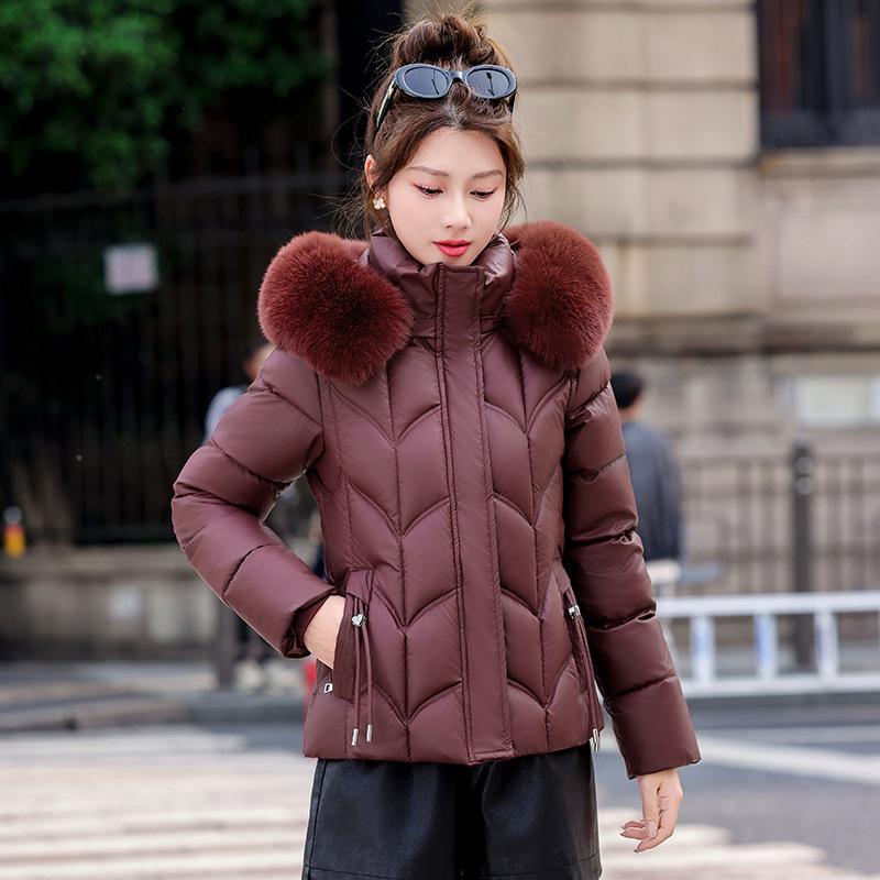 Winter New Cotton-padded Clothes Women's Korean Version Slim-fitting Women's Cotton-padded Clothes Short Fur-collared Cotton-padded Clothes Women's