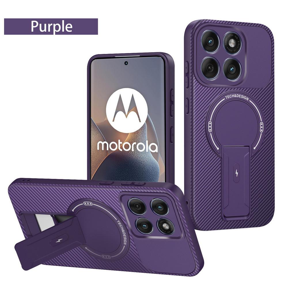 Carbon Fiber Invisible Stand Holder Magnetic Ring Case for Moto Edge 60 Fusion 60s 50 Pro G35 G55 G75 G85 G54 G04 G24 Cover