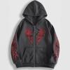 Abstrakter Print Reißverschluss Hoodie Damen Locker Streetwear Übergroßer Pullover Herbst Winter