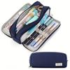 Large Capacity Three-Layer Zipper Pencil Case with 8 Pen Slots and 4 Inner Pockets in Oxford Cloth, Available in Multiple Colors