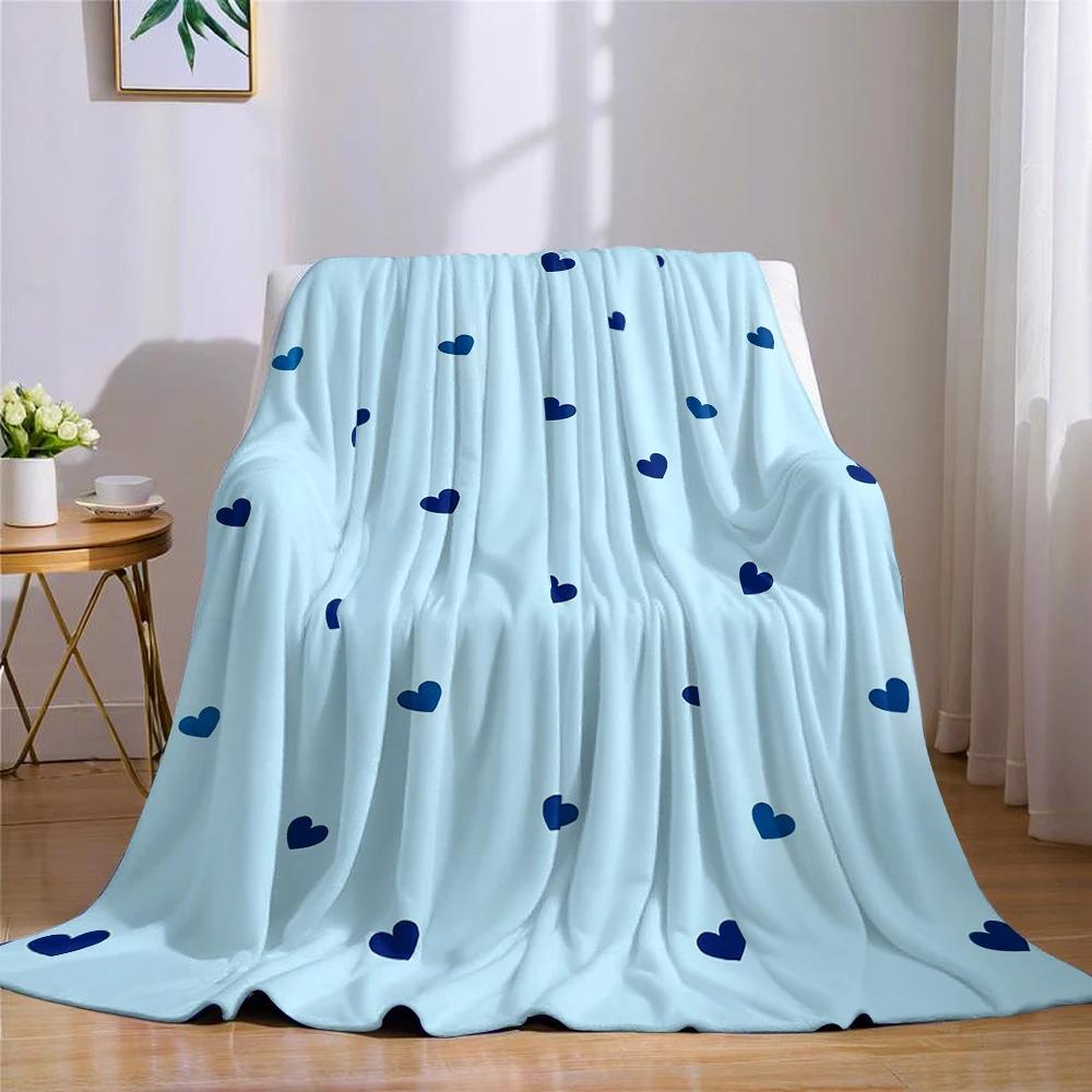 Coperta Flanella a Cuori Azzurri Calda Morbida Halloween Natale Divano Caldo Accogliente Decorazione Decorativa Regalo Per Tutte le Stagioni