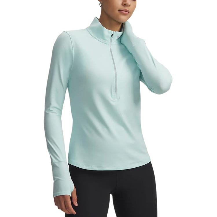 Under Armour Half Zip Stand Collar Pullover Long Sleeve Regular T-Shirt Women tops 1379349-703