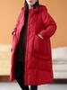 Winter new thickened large size white duck down hooded down jacket women's long knee loose versatile jacket