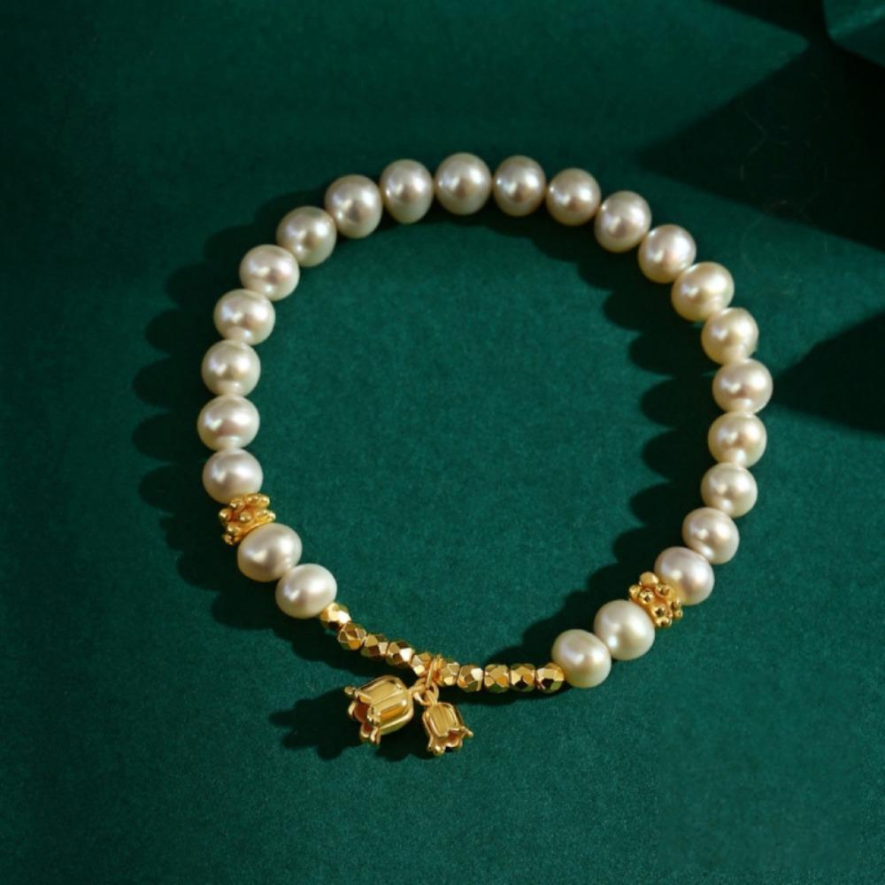 Baroque Natural Freshwater Pearl Beaded Bracelet Women's High-end Sense Light Luxury Niche Design Sense Versatile Jewelry