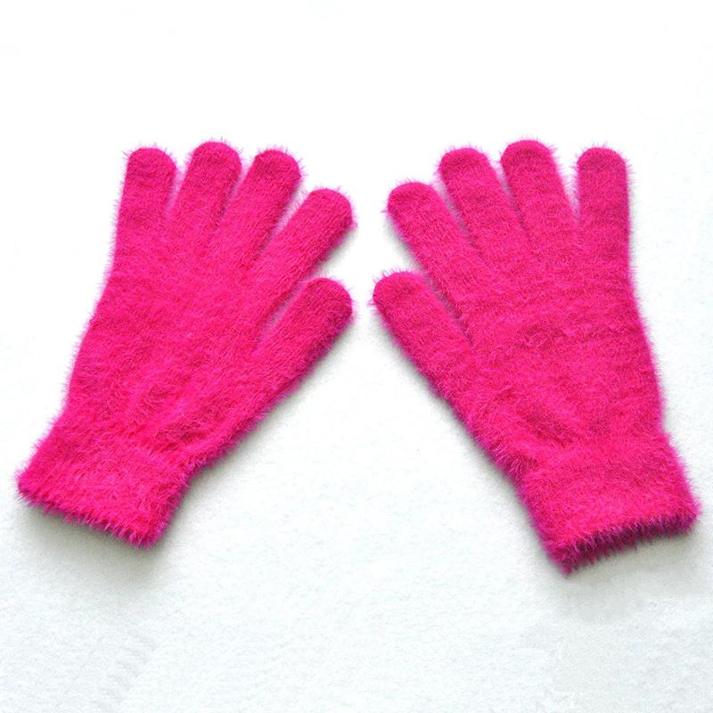 Men Women Winter Thicken Plush Warm Gloves For Student New Solid Color Mink Velvet Knitted Mittens Outdoor Cycling Skiing Gloves