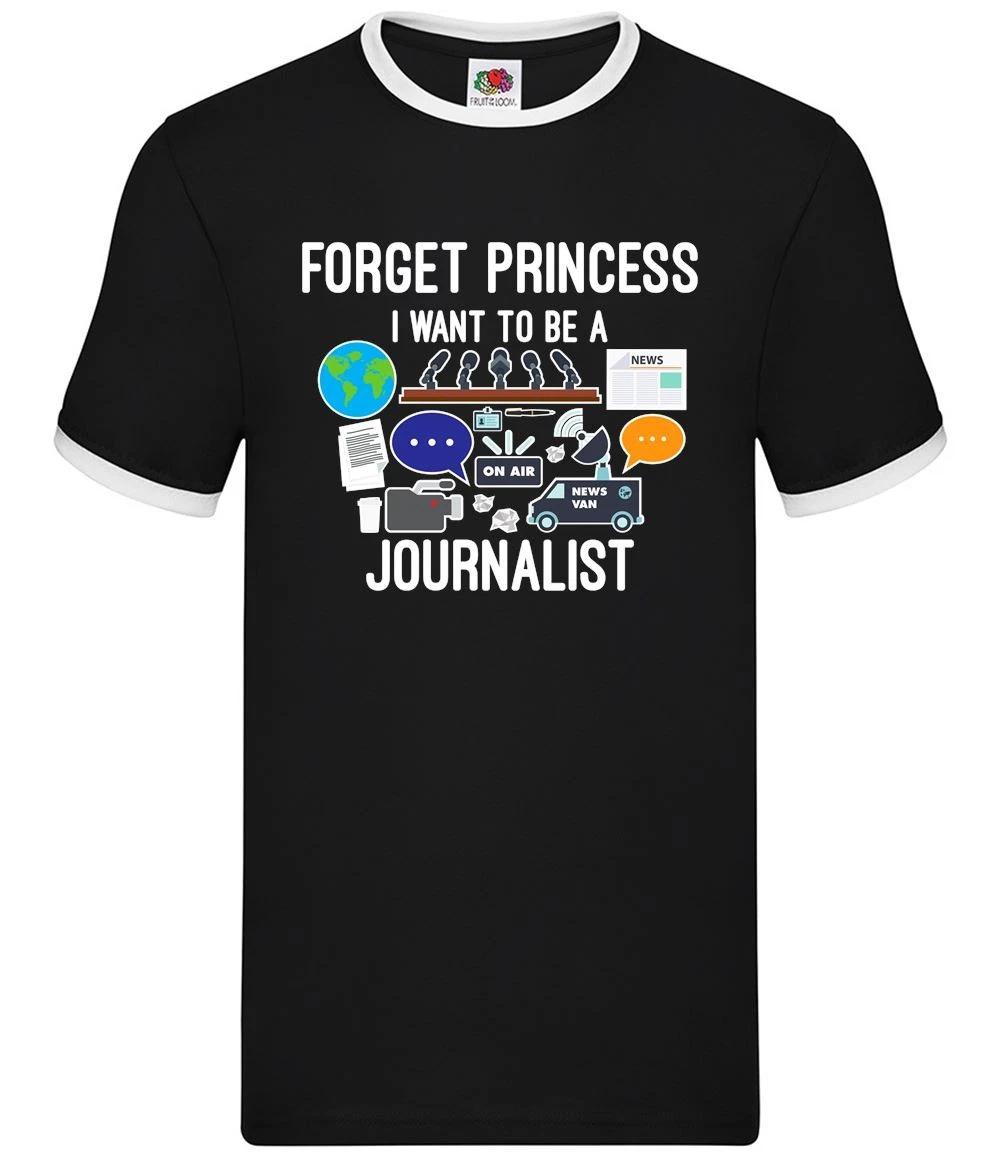 Forget Princess I Want To Be A Journalist - Mens Ringer - Newspaper Funny XL
