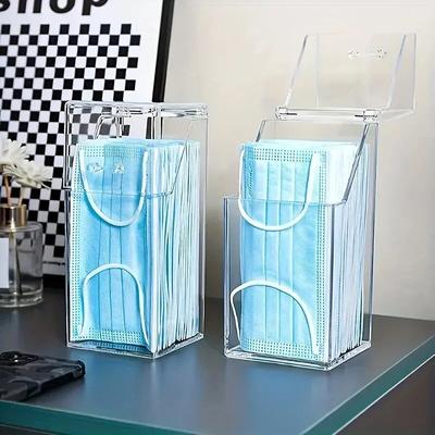 1pc Clear Storage Box Mask Organizer, Acrylic Dustproof Multifunction Holder With Lid