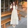 Plus Size Lace Hollow-Out Women's Summer Dress - Waist-Slimming Fairy Design