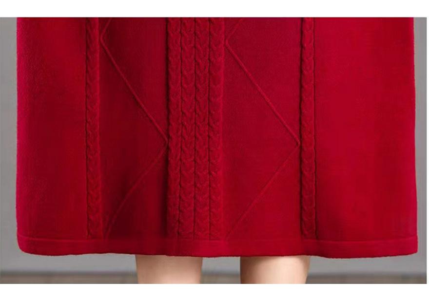 Herbst-Winter 2025 Lockerer Zopfmuster-Wollkleid