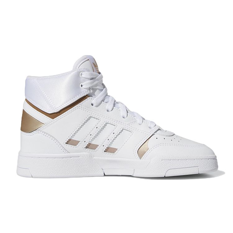 Adidas Originals Drop Step Leather Comfortable Durable High-Top Skate Shoes Kids Sneakers White EF7155