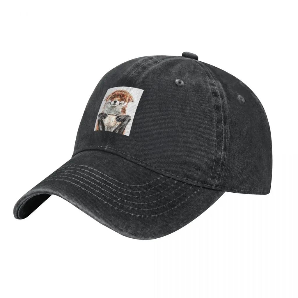 Morning Fox Cute Coffee Animal Baseball Cap Hard Hat Unique Hats Trucker Hat Fun Hats Womens Unisexs