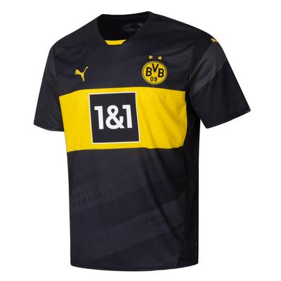 Borussia Dortmund 2024/25 Auswärts Pullover Color Block Logo Atmungsaktiv Kurzarm T-Shirt Herren Tops Schwarz 77495602