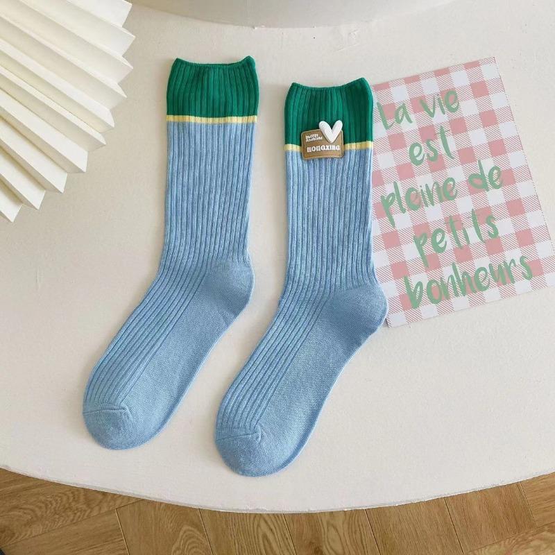 Women's Winter Colorful Double-needle Pink Dopamine-themed Pile Socks for Women's Mid-calf Socks Trend