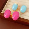 Simple Temperament Dopamine Color Oval Shape Stud Earrings for Women Personality Fashion Stainless Steel Piercing Jewelry Gifts