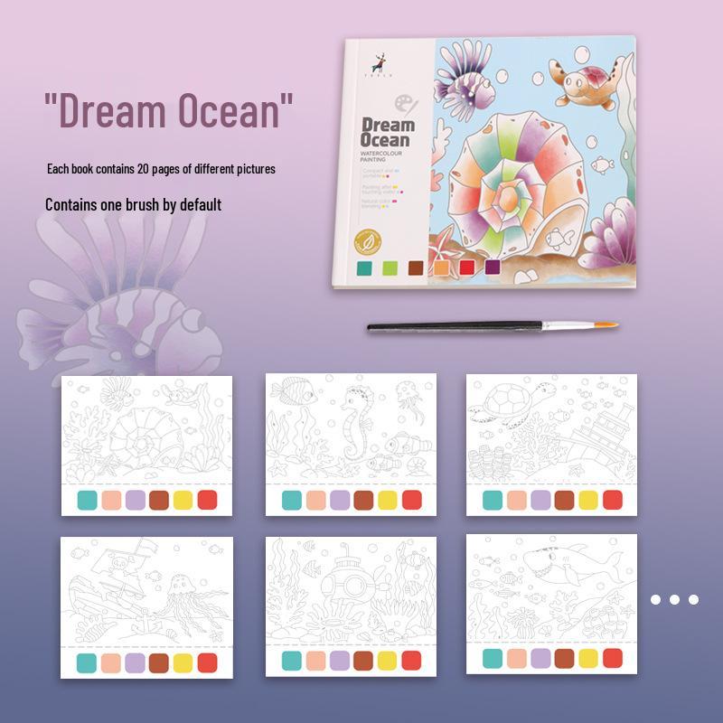 Creative Watercolor Cartoon Graffiti Book: Children's Drawing with Built-in Paint and Gouache Paper