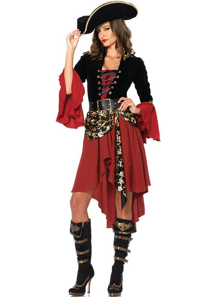 Caribbean Pirate Queen Halloween Costume for Adult Women Extra Large красный