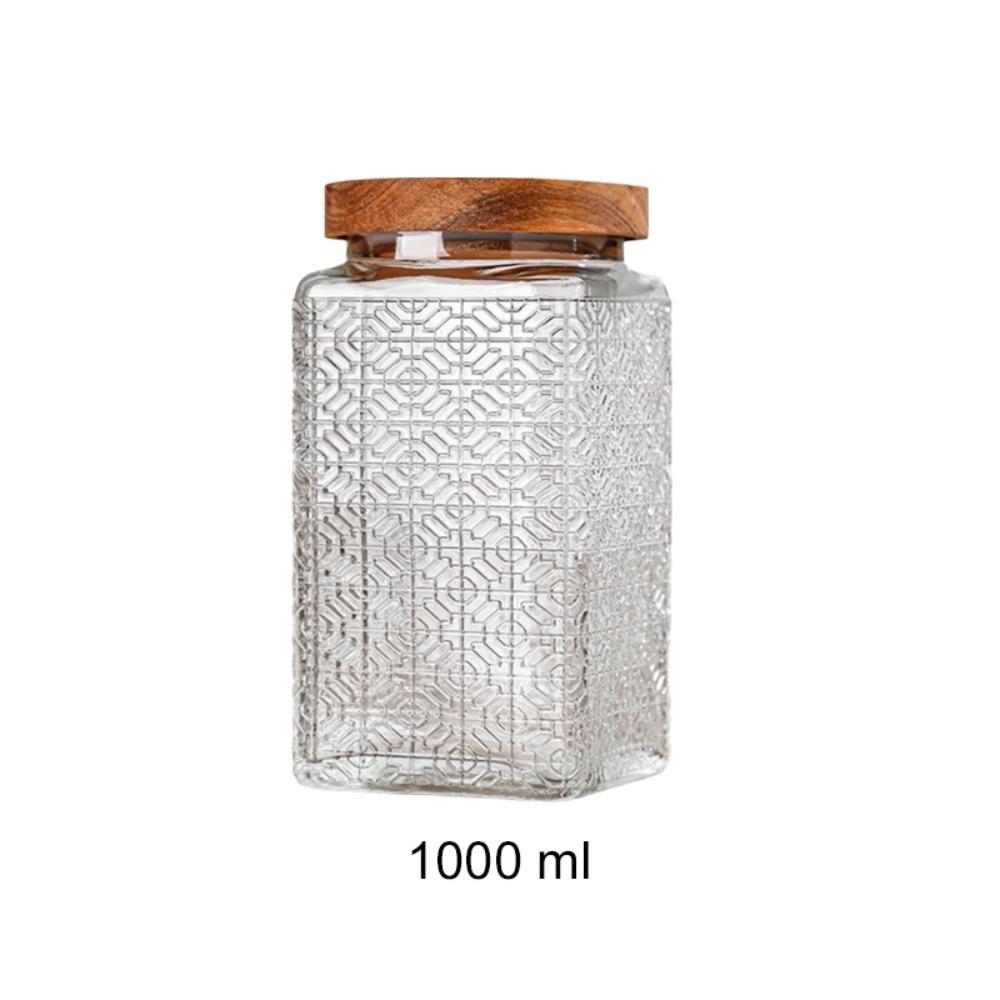 Wood Lid Kitchen Glass Bottle Vintage Mason Jar Multi-functional Grains Storage Box Candy