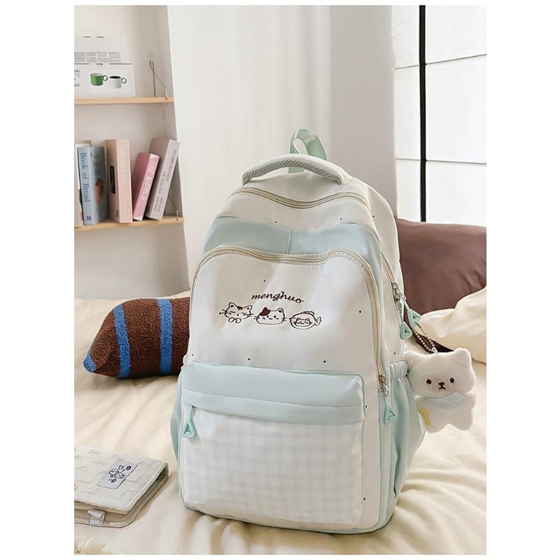 Light and Large-capacity Backpack, New High-value, Fresh and Sweet Plaid Schoolbag for Junior High School Students