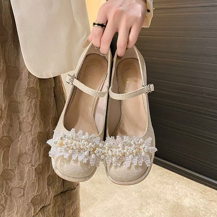 Increase Height Mary Jane Bridesmaid Shoes Thick Heel Single Shoes Women's 2025 Spring and Summer New Small Man with Skirt Wedding Shoes Single S