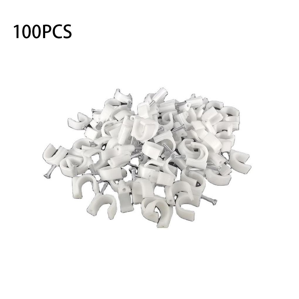 100 Pieces Home Hotel Portable Round Wall Cable Clip with Nail Assortment Living Room Bedroom Cord Holder Accessories