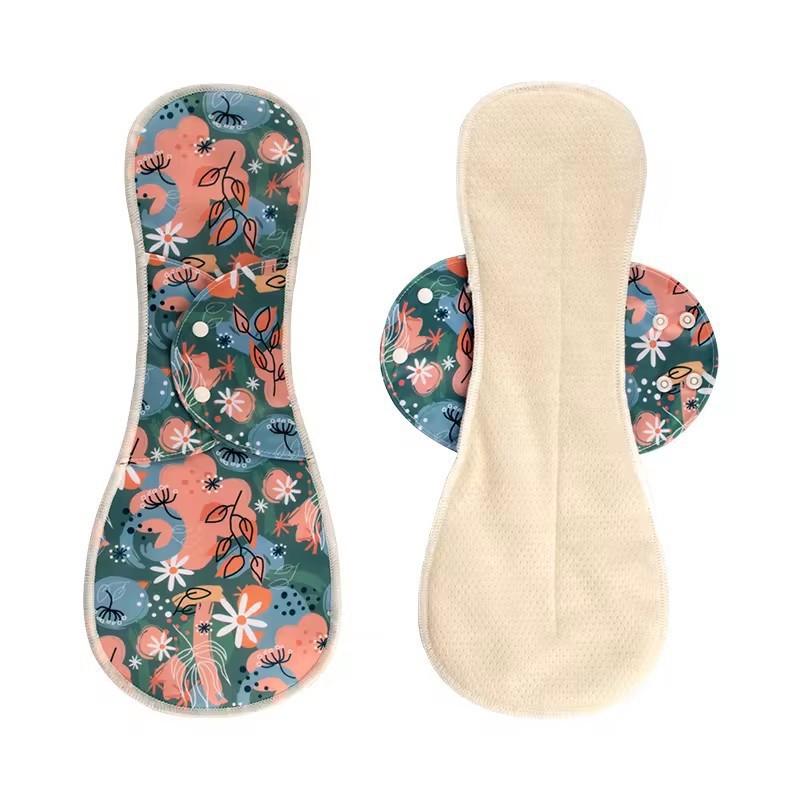Reusable Washable Cotton Menstrual Pad With Winged Side Tabs Breathable Mesh Top Layer 3 Sizes Light To Heavy Flow