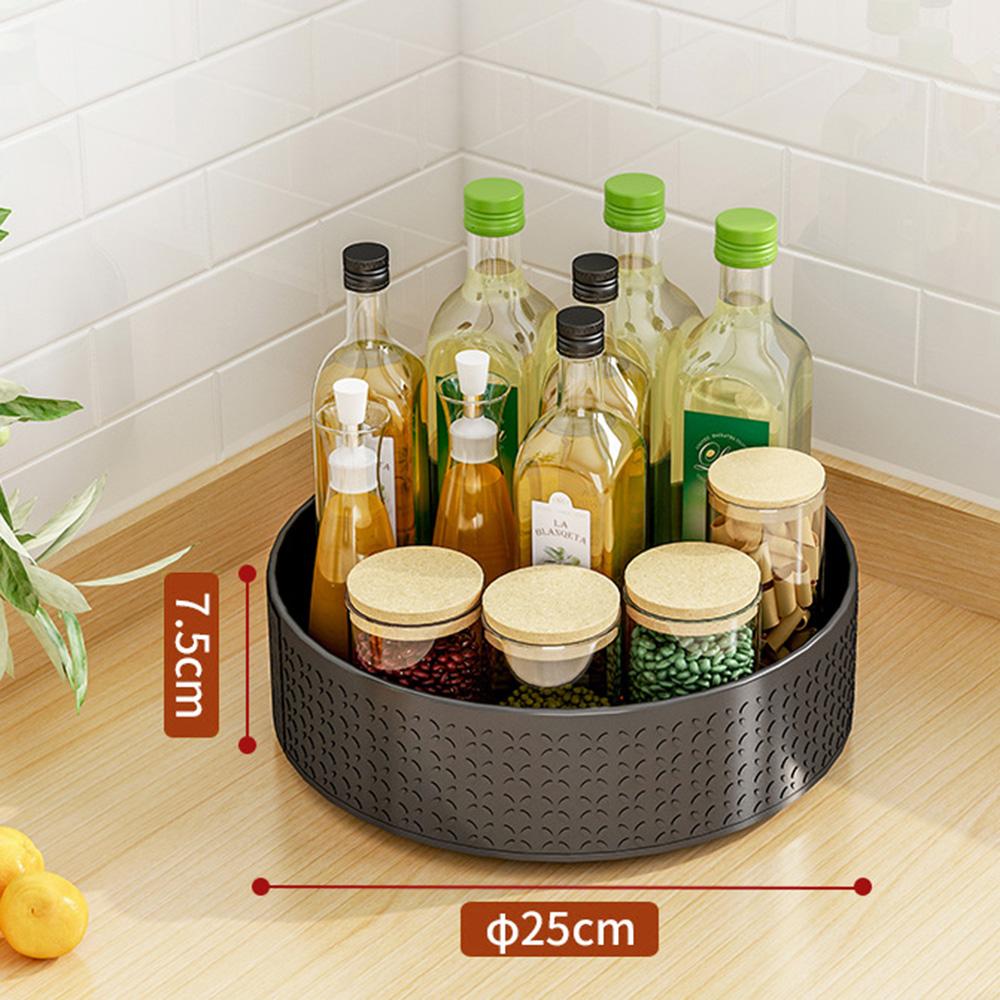 

Single Tier Rotating Spice Rack Kitchen Countertop Organizer 360 Degree Turntable Storage Tray Black